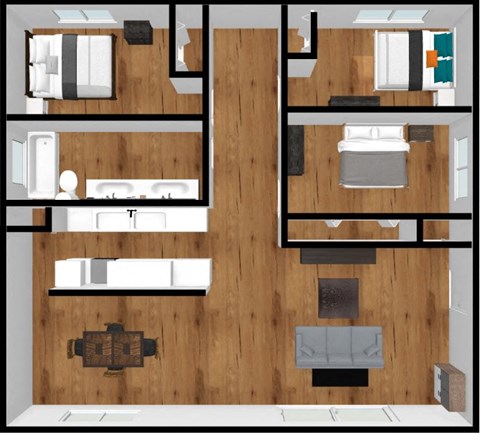 Somerset Meadows Three Bedroom One Bathroom Floor Plan